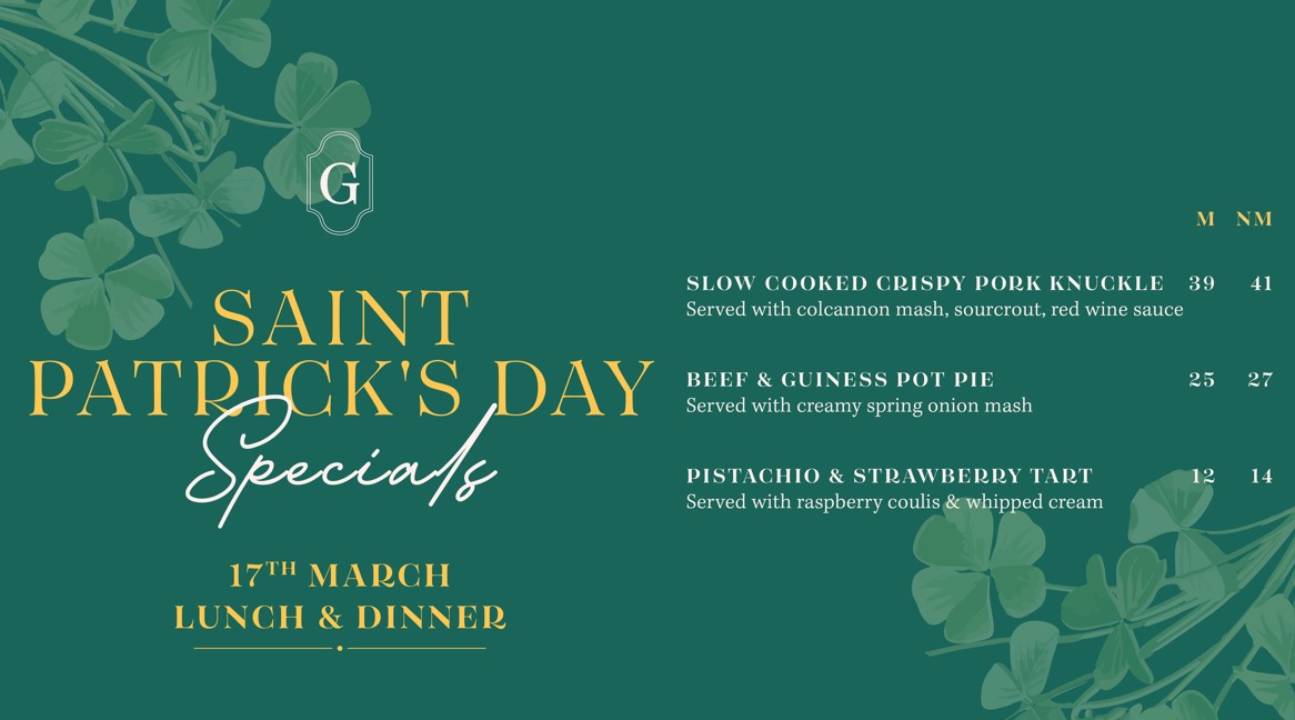St Pat's Day specials